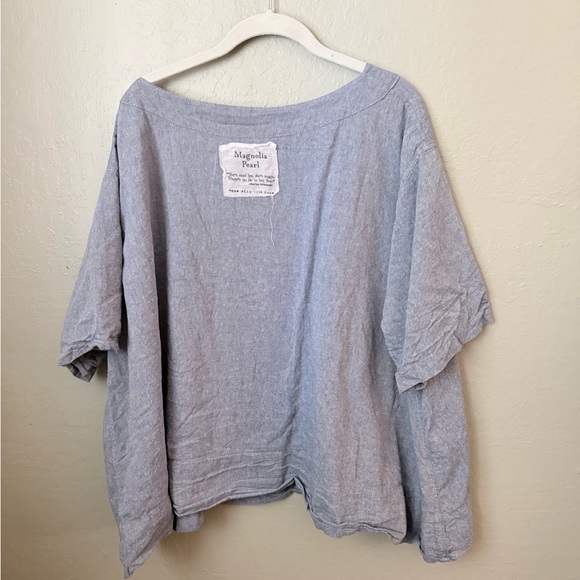 Magnolia Pearl Light Blue V-Neck Blouse - Picture 3 of 4